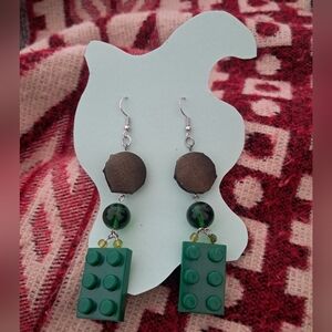 Button And Block Earrings